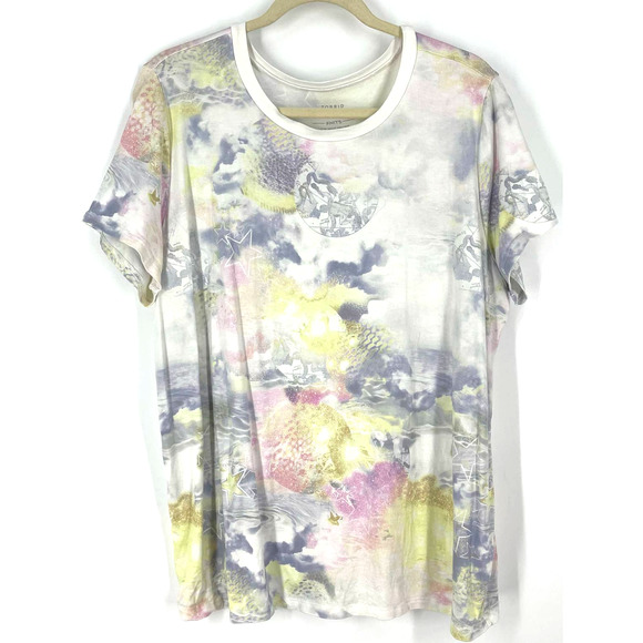 torrid Tops - Torrid Super Soft Knits 4K Tie Dye Perfect Tee White Pink Purple Women's Size 2